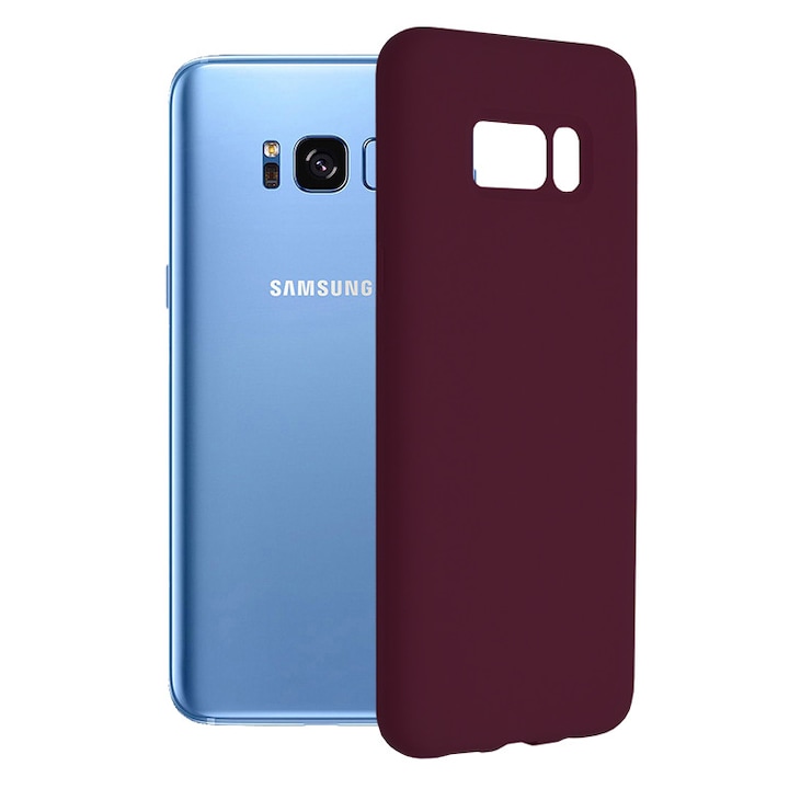 AZIAO dupla szerkezetű védőtok Samsung Galaxy S8 Plus készülékhez, karcmentes, finom mikroszálas belső és tapadásgátló szilikon külső, matt bor