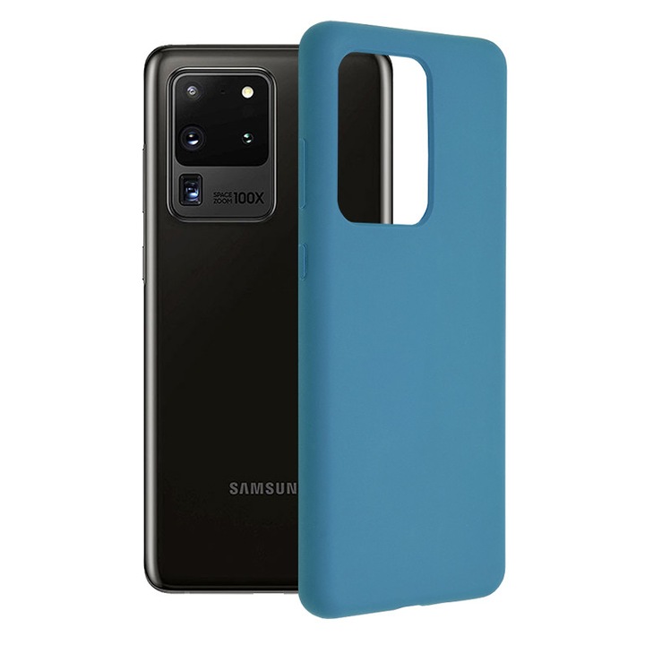 Защитен калъф с двойна структура AZIAO за Samsung Galaxy S20 Ultra 4G / S20 Ultra 5G, фина вътрешност от микрофибър против надраскване и силиконова външна част против залепване, абсорбиращ удар, кралско синьо