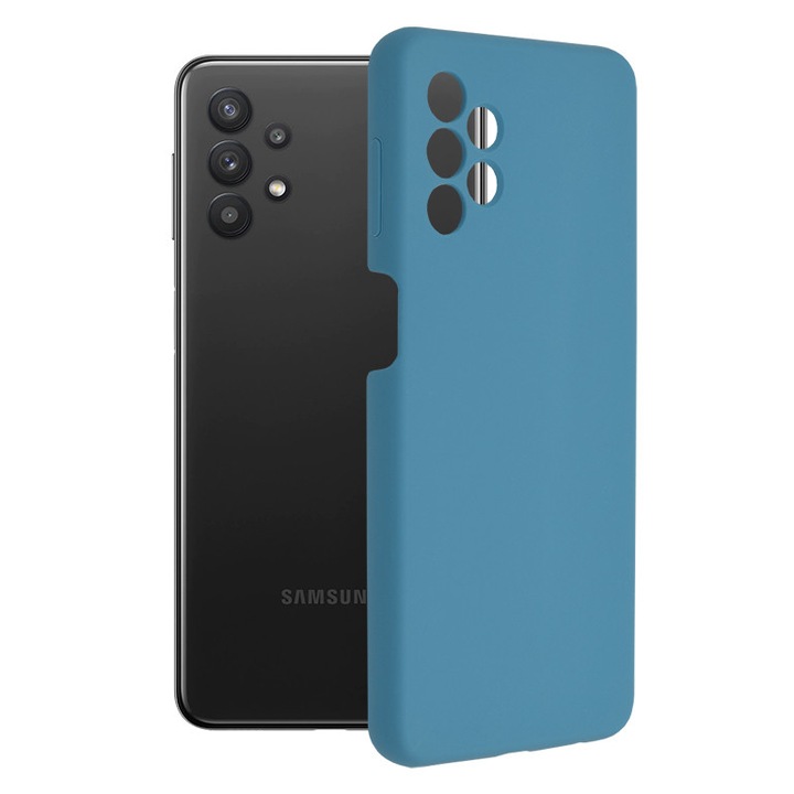 Защитен калъф с двойна структура AZIAO за Samsung Galaxy A32 5G, фина вътрешност от микрофибър против надраскване и незалепваща силиконова външна част, абсорбираща ударите, кралско синьо