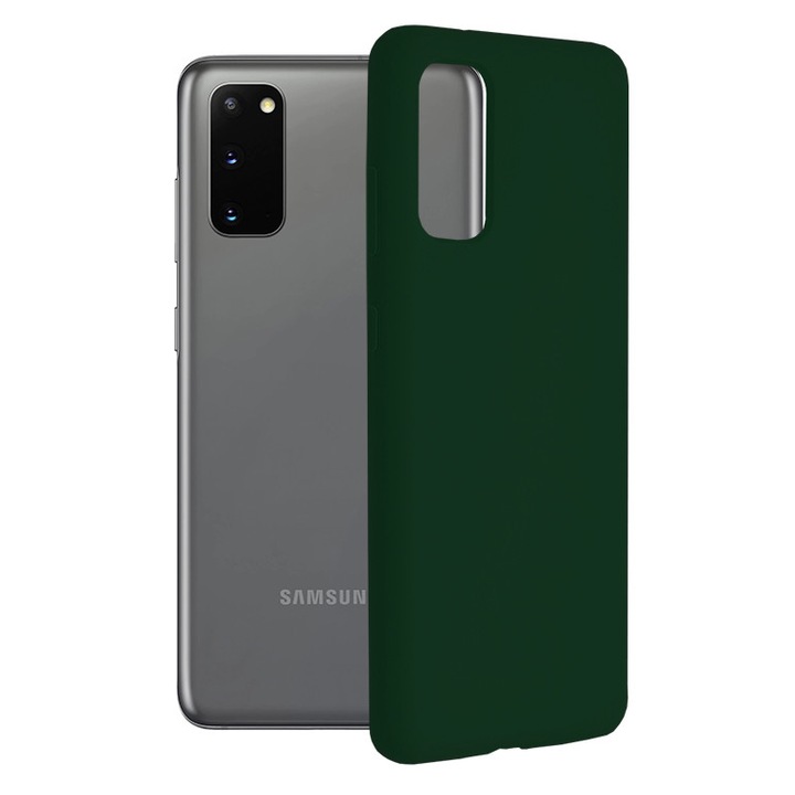 Защитен калъф с двойна структура AZIAO за Samsung Galaxy S20 4G / S20 5G, фина вътрешност от микрофибър против надраскване и силиконова външна част против залепване, абсорбиращ удар, Оксфордско зелено