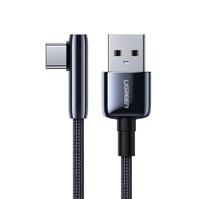 Cablu pentru incarcare si transfer de date UGREEN Elbow US313, USB/USB Type-C, Quick Charge 3.0, 5A, 50cm, Negru