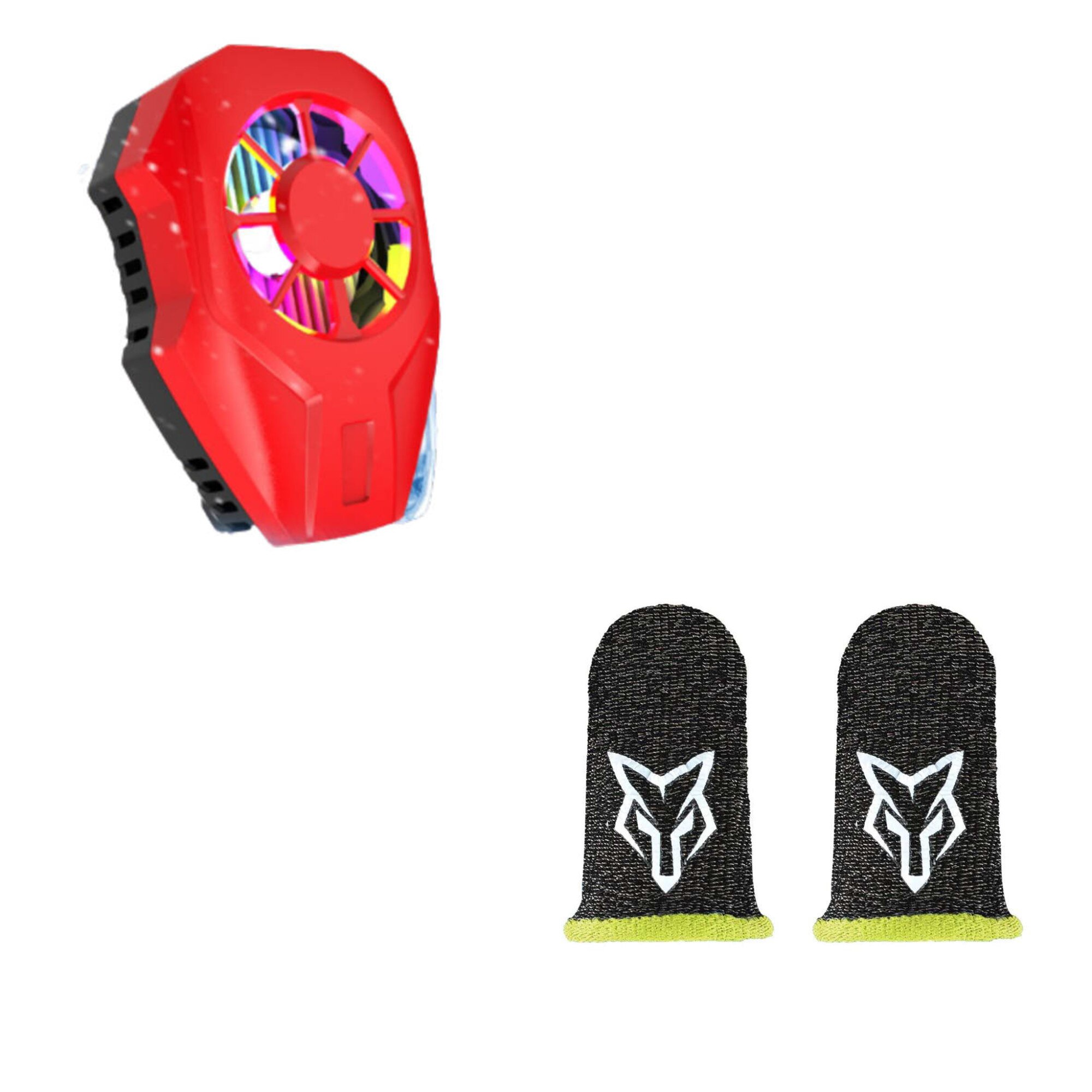 Set cooler gaming racire telefon Playsmartshop, model L01 rosu cu 2 manusi Fox Yellow V2, Pubg Fortnite call of duty