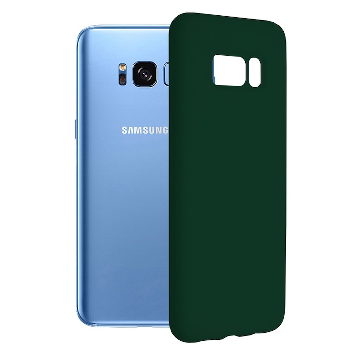 AZIAO dupla szerkezetű védőtok Samsung Galaxy S8 Plus készülékhez, finom mikroszálas karcolásgátló belső és szilikon tapadásgátló külső, oxford zöld