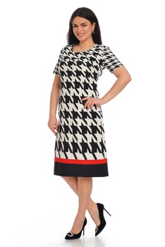 Rochie cu tablou floral, Dress To Impress, Alb/Negru/Rosu Rochie cu tablou floral, Dress To Impress, Alb/Negru/Rosu