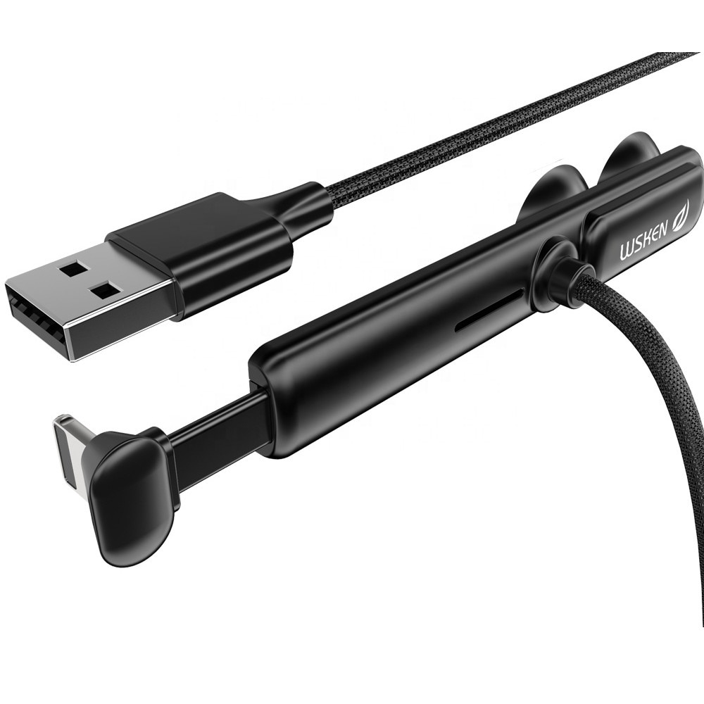 Cablu incarcare telefon Gaming, Wsken, Fast Charge, Type C Lightning, negru