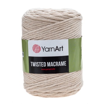 Snur rasucit macrame Yarnart, 4mm, crem, 210 m Snur rasucit macrame Yarnart, 4mm, crem, 210 m