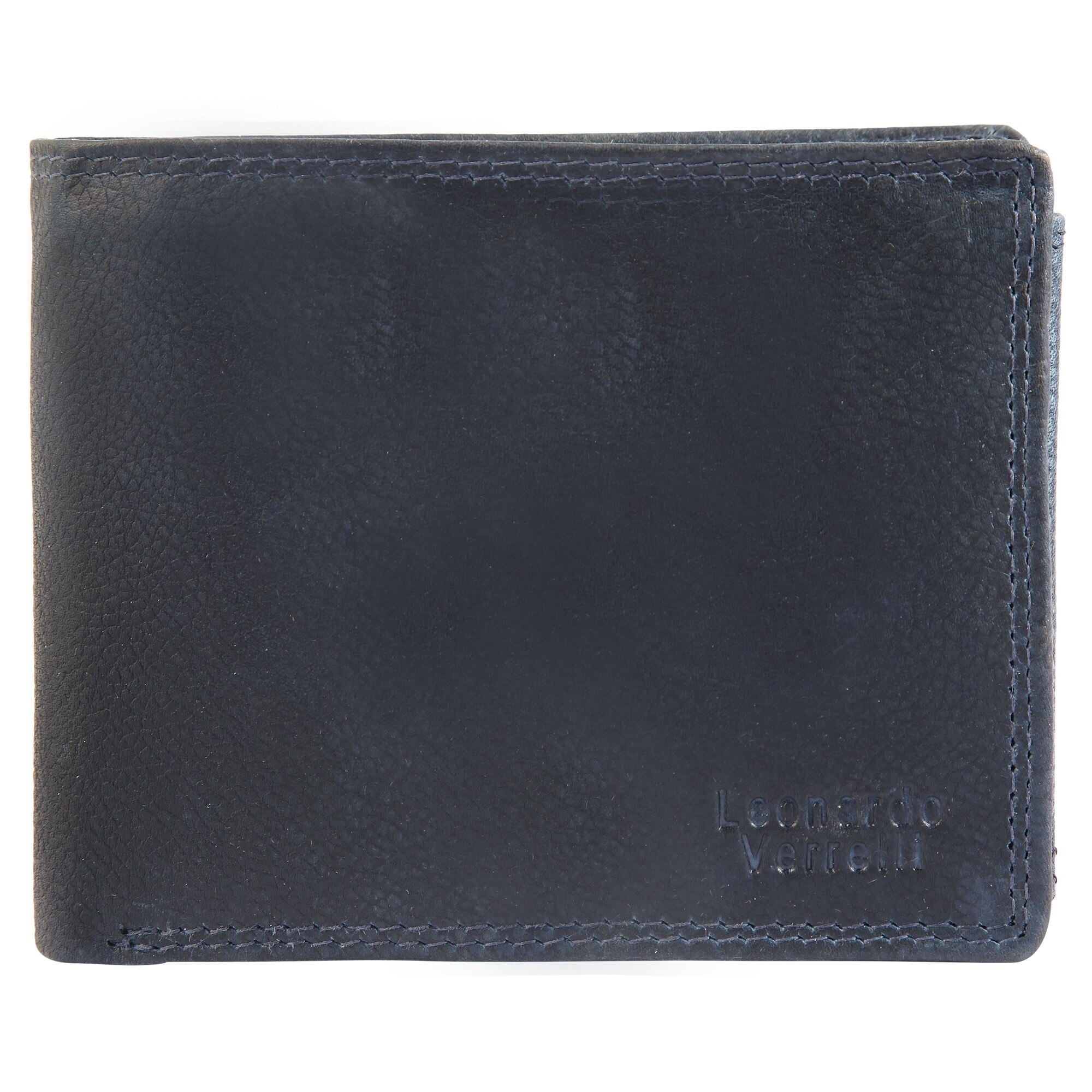 Portofel barbati, Leonardo Verrelli, protectie RFID, piele, bleumarin antique, 9.5X11.7X2cm