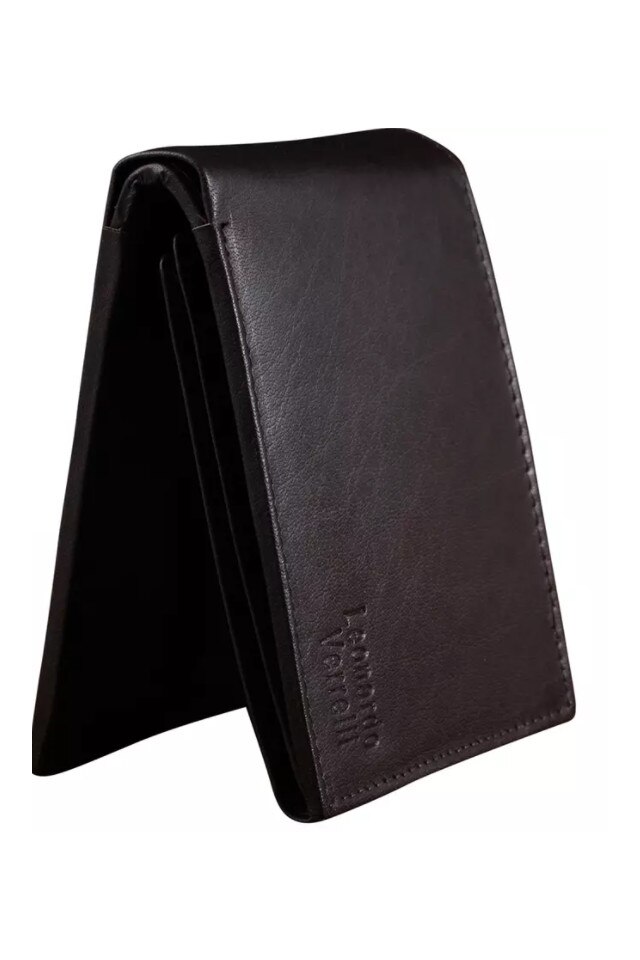 Portofel barbatesc Leonardo Verrelli, piele naturala, Maro