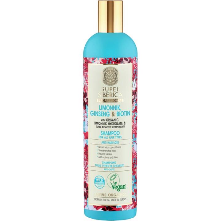 Sampon Natura Siberica Super Siberica Professional Limonnik, ginseng & biotin pentru toate tipurile de par 400 ml