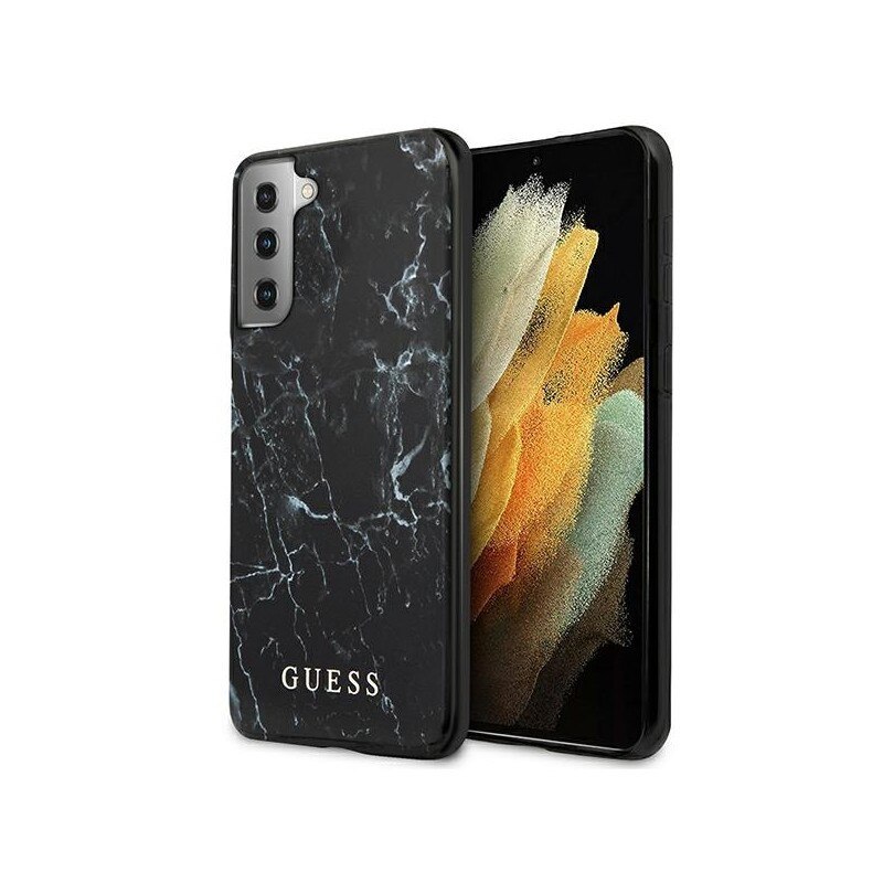 Husa Premium Guess Compatibila Cu Samsung Galaxy S21+ Plus, Colectia Marble, Negru - 503294