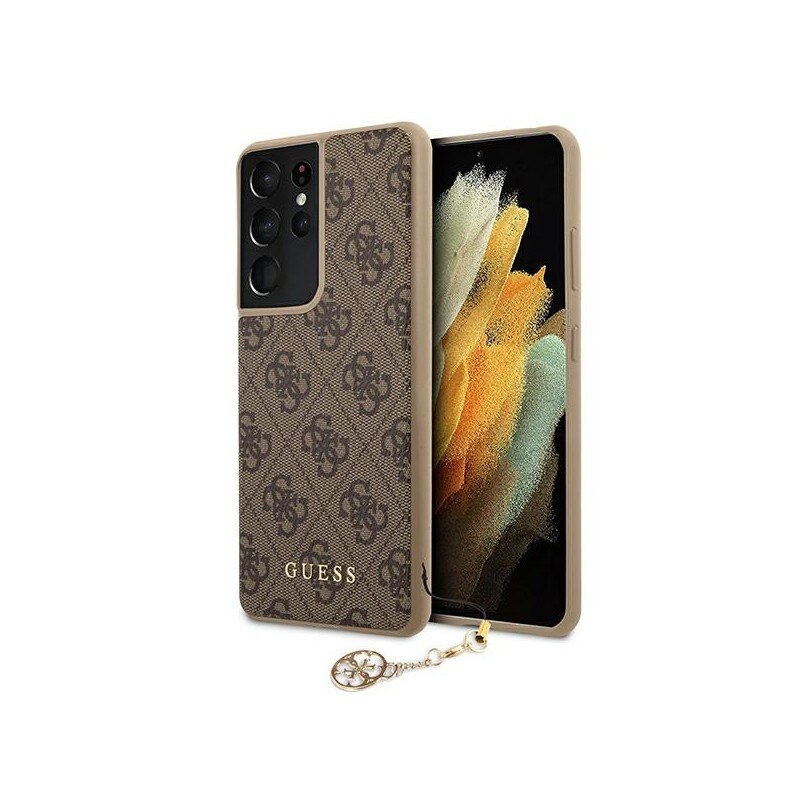 Husa Premium Guess Compatibila Cu Samsung Galaxy S21 Ultra, Colectia Charms, Maro - 503218
