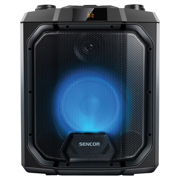 Sistem Audio portabil Sencor SSS 3700, 50W, True Wireless Stereo, Bluetooth, Karaoke, Iluminare LED, IPX4, FM, Negru