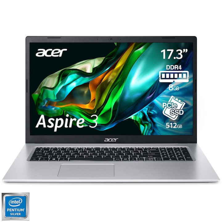 Laptop ultraportabil Acer Aspire 3 A317-33 cu procesor Intel® Pentium® Silver N6000 pana la 3.30 GHz, 17.3