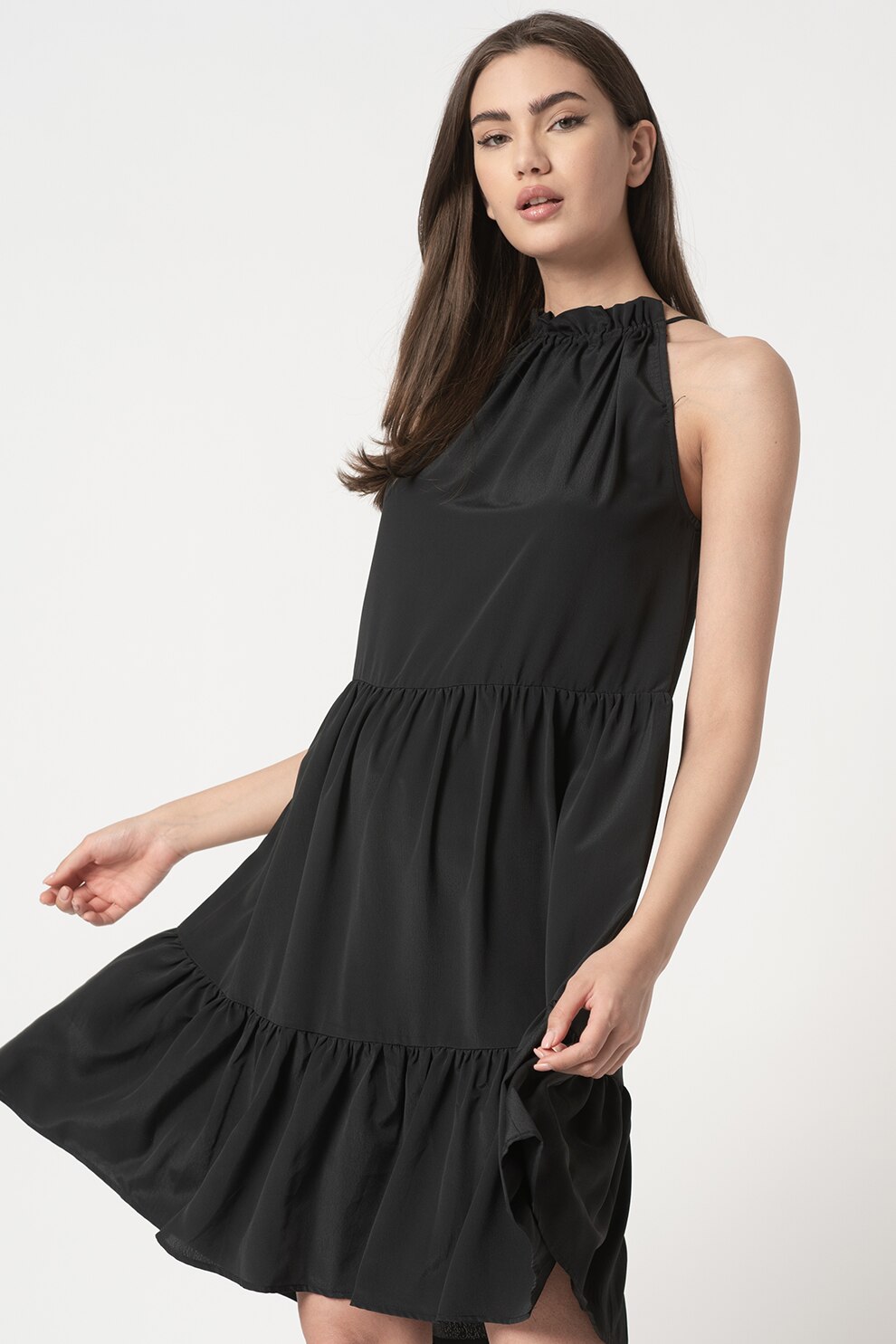 Sisters Point, Rochie mini cu decolteu american, Negru, XL