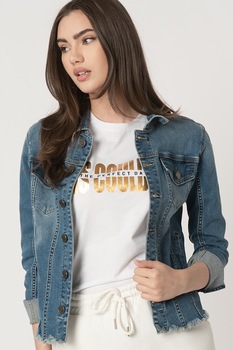 Sisters Point, Jacheta din denim cu buzunare pe piept, Albastru inchis, XS Sisters Point, Jacheta din denim cu buzunare pe piept, Albastru inchis, XS