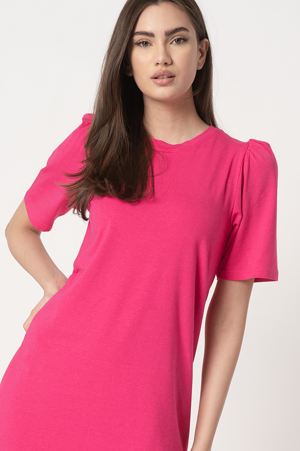 Sisters Point, Rochie-tricou de bumbac si modal Hisa, Fucsia