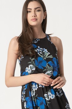Sisters Point, Rochie fara maneci cu imprimeu floral Gain, negru, albastru royal, verde Sisters Point, Rochie fara maneci cu imprimeu floral Gain, negru, albastru royal, verde