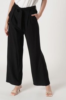 Sisters Point, Pantaloni cu croiala ampla si cordon in talie Mena, Negru Sisters Point, Pantaloni cu croiala ampla si cordon in talie Mena, Negru