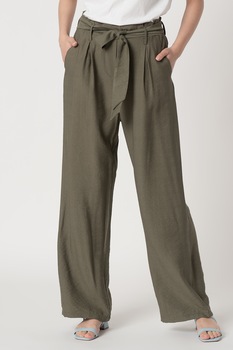 Sisters Point, Pantaloni cu croiala ampla si cordon in talie Mena, Verde marin Sisters Point, Pantaloni cu croiala ampla si cordon in talie Mena, Verde marin