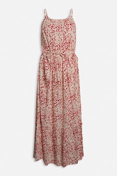 Sisters Point, Rochie maxi cu imprimeu, Bej/Visiniu, XL Sisters Point, Rochie maxi cu imprimeu, Bej/Visiniu, XL