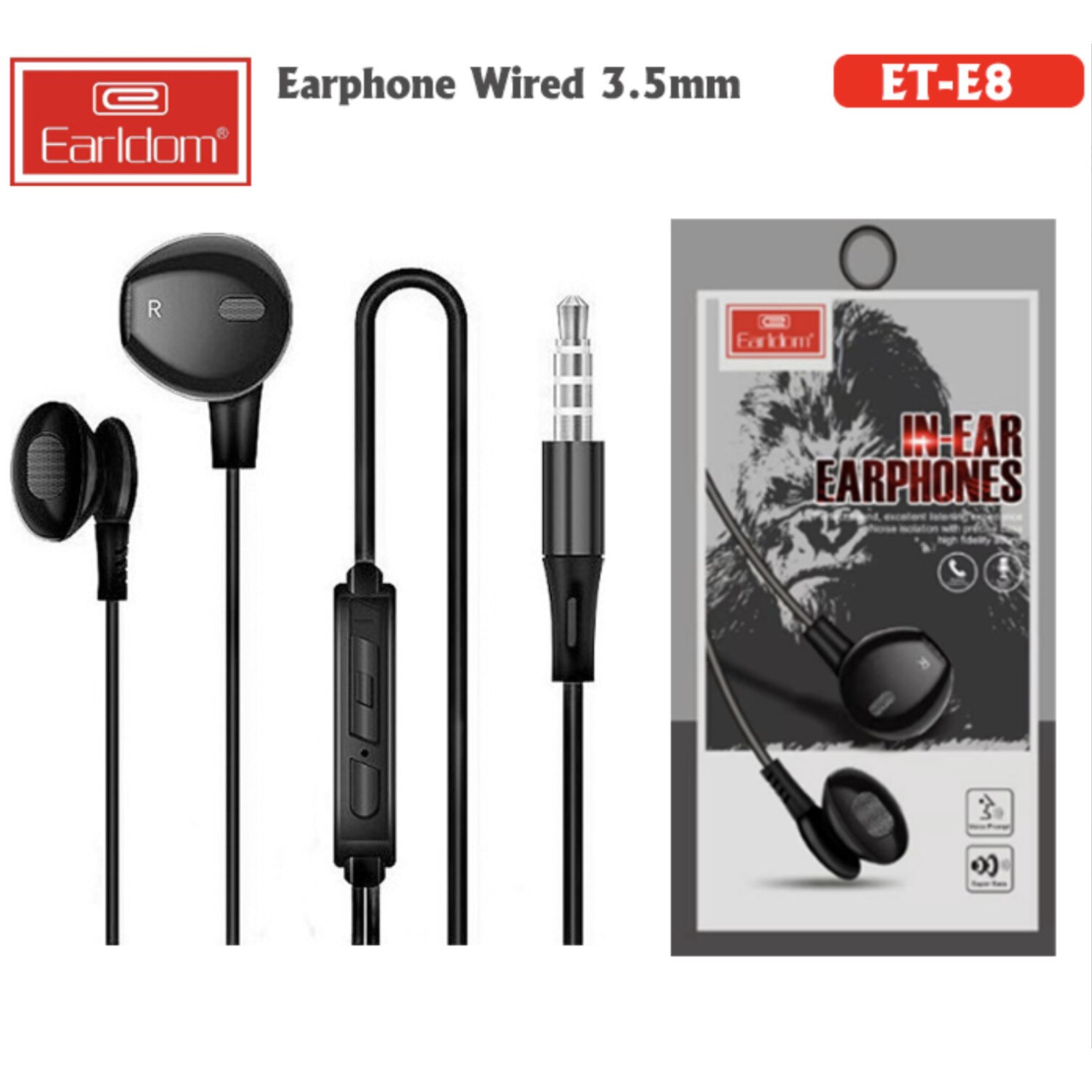 Casti in ear high quality, Ultra Bass, conector jack, Negru, BBL2195