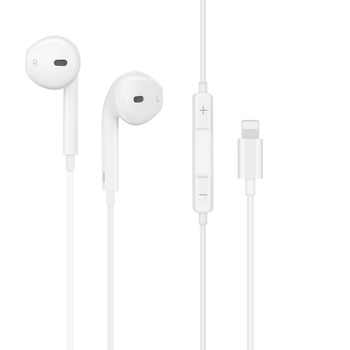 Casti in-ear cu microfon, HOCO L7 plus, pentru smartphone, conector Lightning, control pe fir, cablu 115 cm, albe Casti in-ear cu microfon, HOCO L7 plus, pentru smartphone, conector Lightning, control pe fir, cablu 115 cm, albe