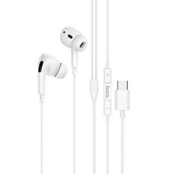 Casti in-ear cu microfon, HOCO M1 PRO, pentru smartphone, conector USB Tip C, control pe fir, cablu 115 cm, albe Casti in-ear cu microfon, HOCO M1 PRO, pentru smartphone, conector USB Tip C, control pe fir, cablu 115 cm, albe