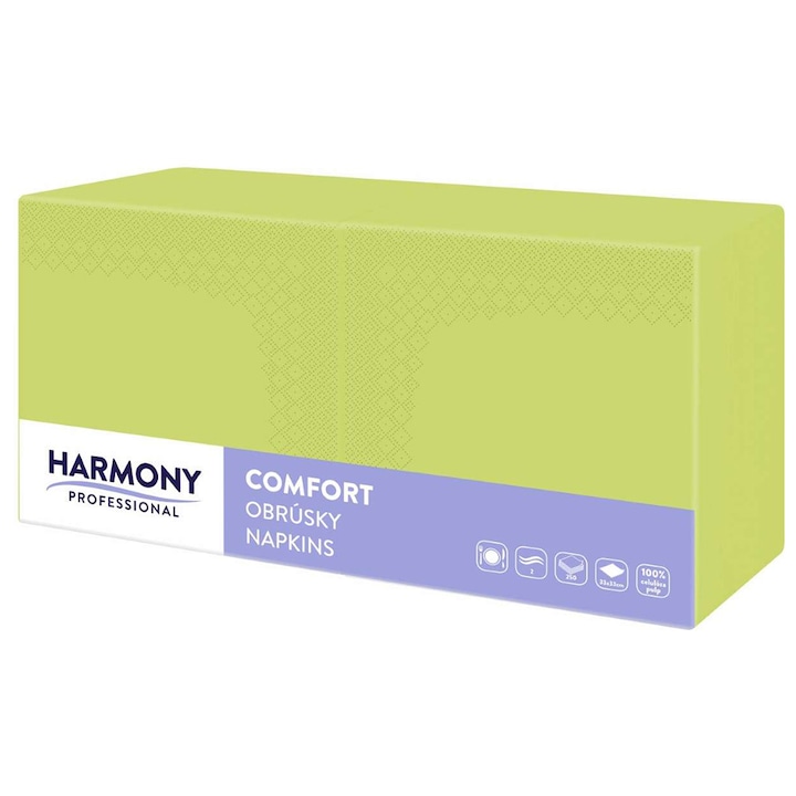 Servetele de masa Harmony Comfort - Verde, 33x33 cm, 250 bucati