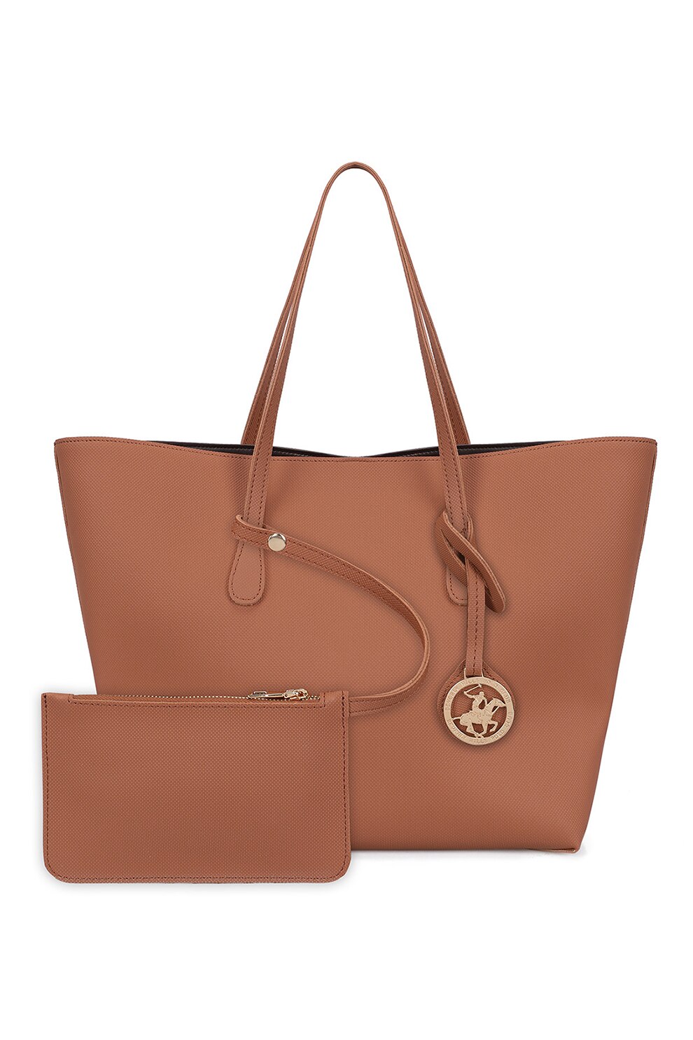 Beverly Hills Polo Club, Geanta tote cu portofel cu fermoar, Maro scortisoara