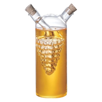 Recipient 2 in 1 din sticla, ulei si otet, forma strugure, 360/60ml Recipient 2 in 1 din sticla, ulei si otet, forma strugure, 360/60ml