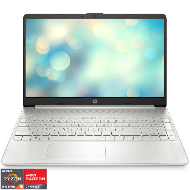 Лаптоп HP 15s-eq2025nq, AMD Ryzen™ 5 5500U, 15.6", Full HD, RAM 8GB, 256GB SSD, AMD Radeon™ Graphics, Free DOS, Natural silver