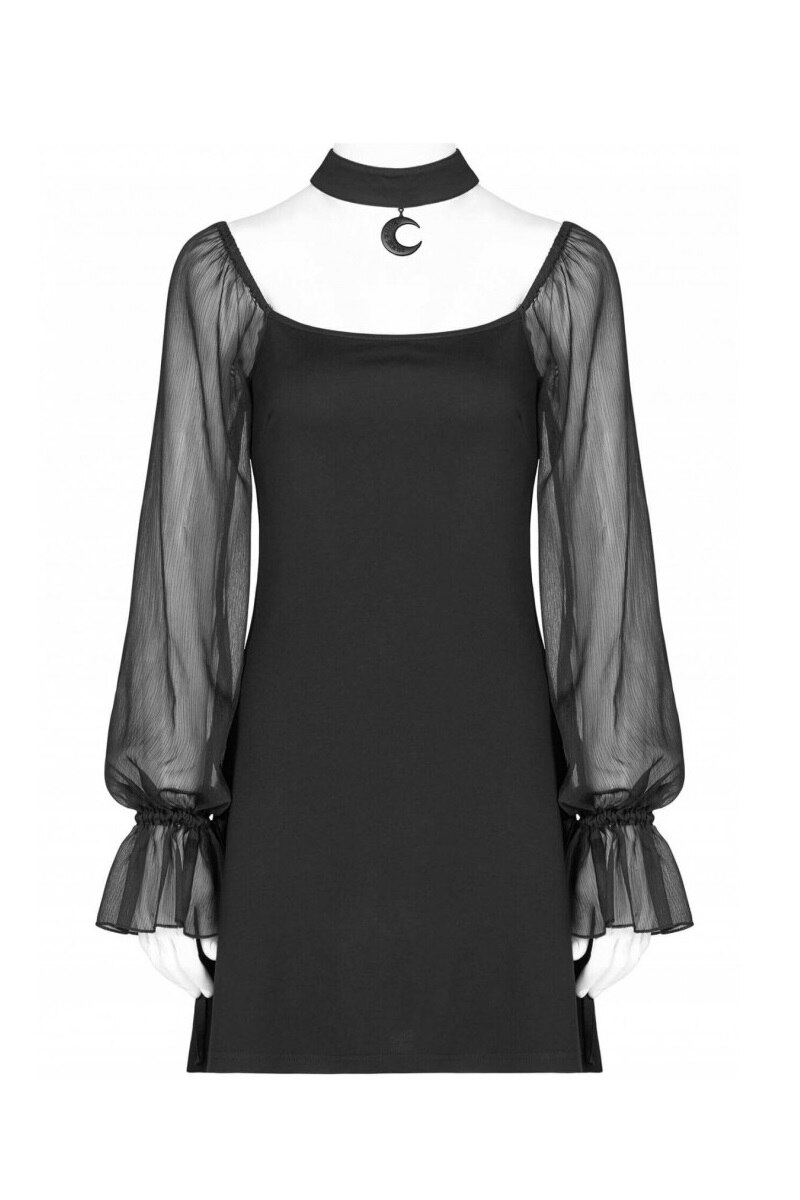 Rochie,Punk Rave, Sweetheart, cu Maneci Evazate, Accesoriu Choker