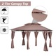 Foisor Outsunny din Otel cu Acoperis Dublu si Perdele Impermeabile, Kaki 4x3m