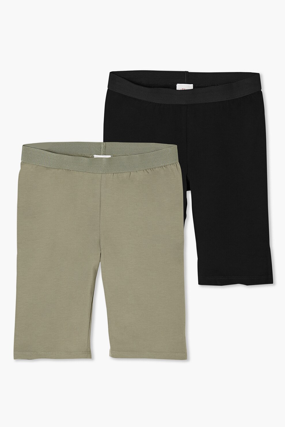 s.Oliver, Set de colanti scurti, 2 perechi, regular fit, Negru/Kaki