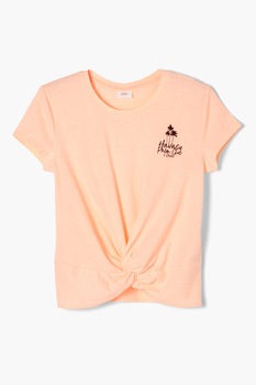 s.Oliver, Tricou cu decolteu la baza gatului si detaliu rasucit, Piersica s.Oliver, Tricou cu decolteu la baza gatului si detaliu rasucit, Piersica