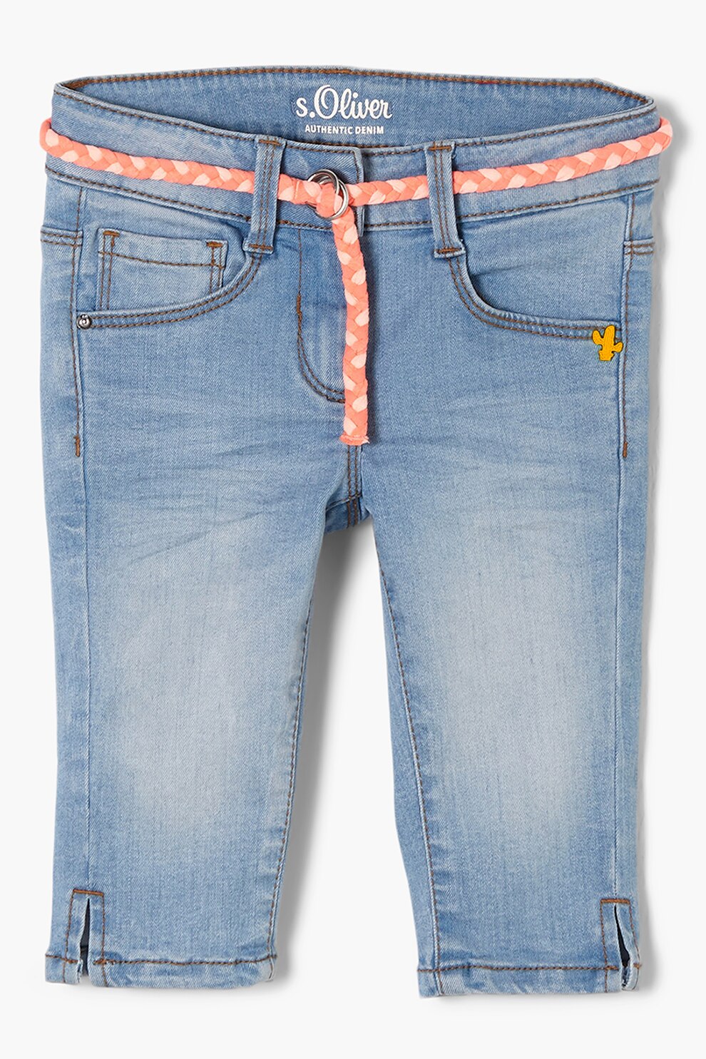 s.Oliver, Pantaloni scurti de denim din amestec de lyocell cu o curea, Albastru deschis