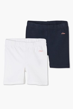 s.Oliver, Set de pantaloni scurti cu logo, 2 perechi, regular fit, Alb/Bleumarin, 110 CM s.Oliver, Set de pantaloni scurti cu logo, 2 perechi, regular fit, Alb/Bleumarin, 110 CM