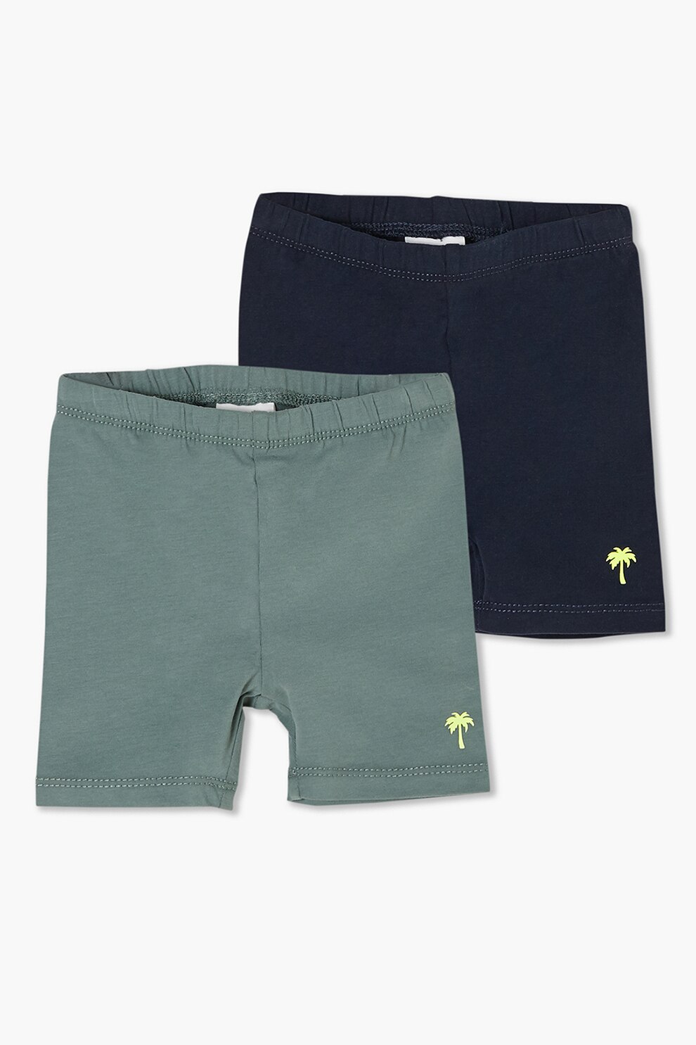 s.Oliver, Set de pantaloni scurti de jerseu cu talie elastica, 2 perechi, regular fit, Bleumarin/Verde