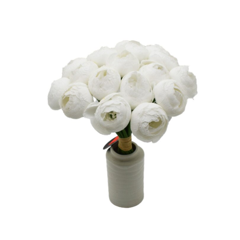 Buchet artificial cu 18 fire, Naimeed D3095, culoare Alb, 23 x 17 cm