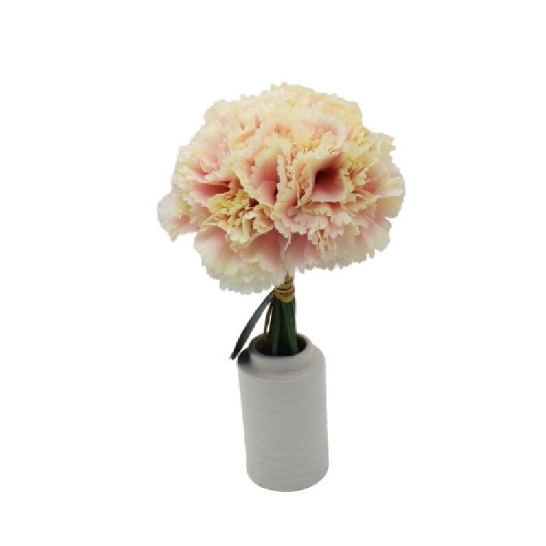 Buchet artificial cu 7 fire, Naimeed D3094, culoare Crem / Roz, 24 x 13 cm