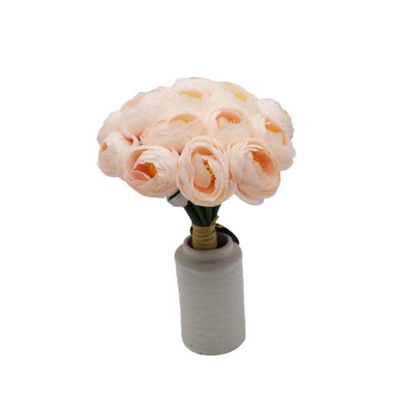 Buchet artificial cu 18 fire, Naimeed D3095, culoare Roz pal, 23 x 17 cm