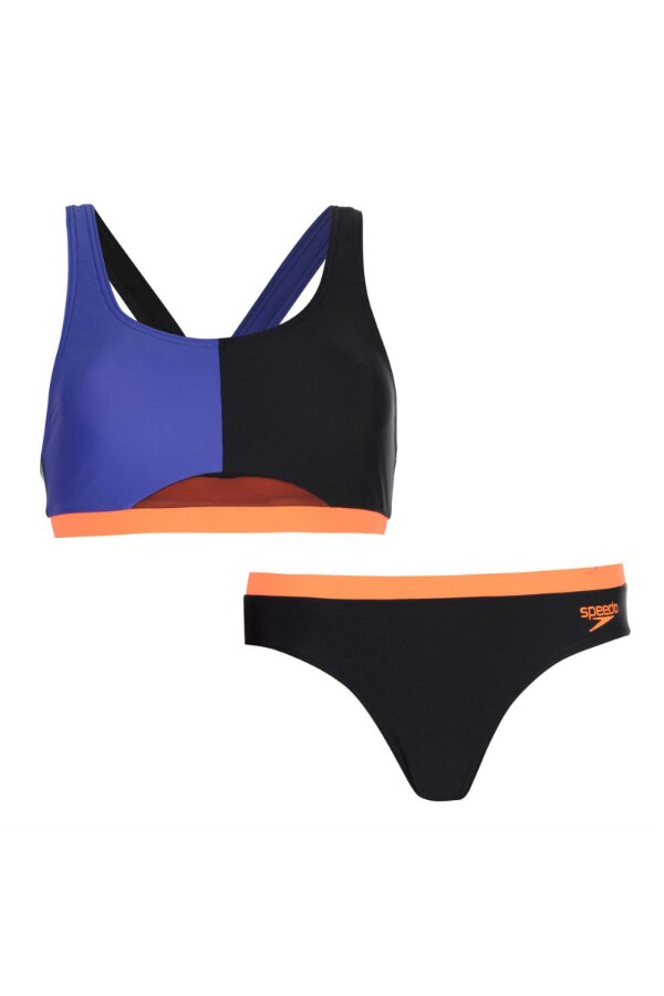 Costum baie, Speedo, Poliester, Negru/Albastru, XL