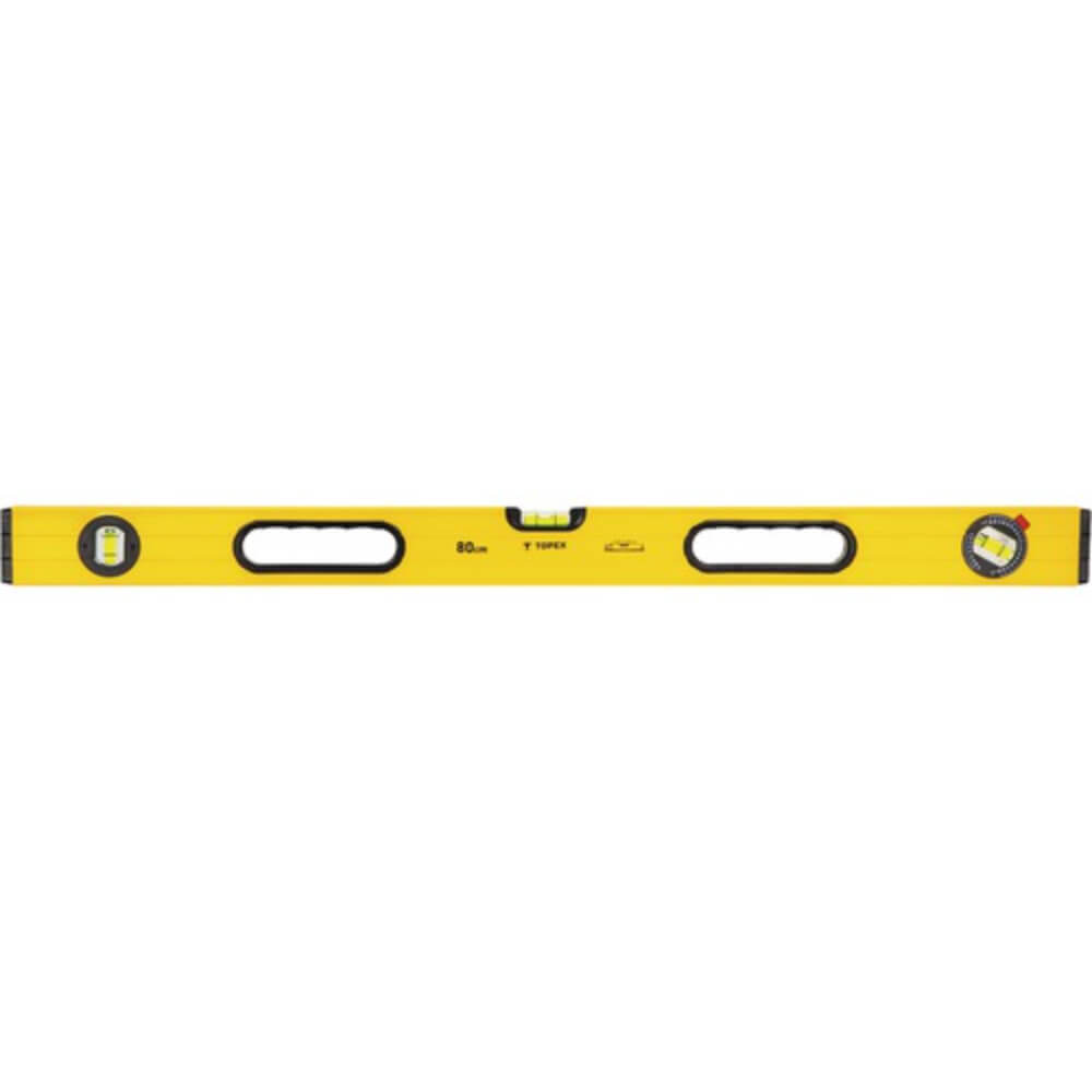 Nivela cu Trei Bule de Aer TOPEX, Aluminiu, 80 cm x 53 mm, Maner Ergonomic
