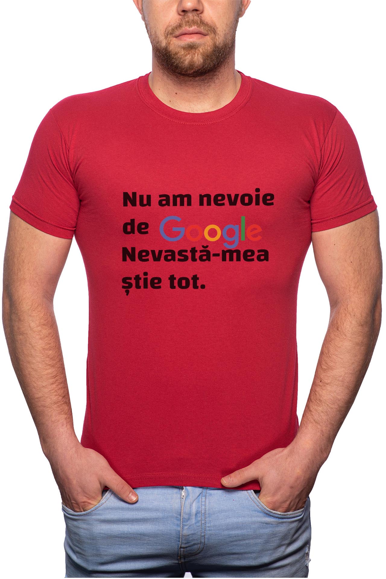 Tricou barbati, Nevasta-mea Stie Tot, 100% Bumbac, R3, Rosu Bordeaux
