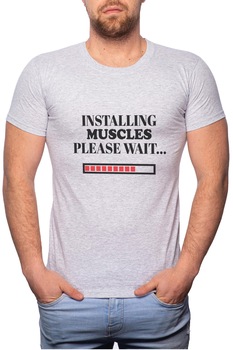 Tricou barbati, Installing Muscles, 100% Bumbac, GR5, Gri Tricou barbati, Installing Muscles, 100% Bumbac, GR5, Gri