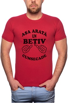 Tricou barbati, Asa Arata Un Betiv, 100% Bumbac, R6, Rosu Bordeaux Tricou barbati, Asa Arata Un Betiv, 100% Bumbac, R6, Rosu Bordeaux