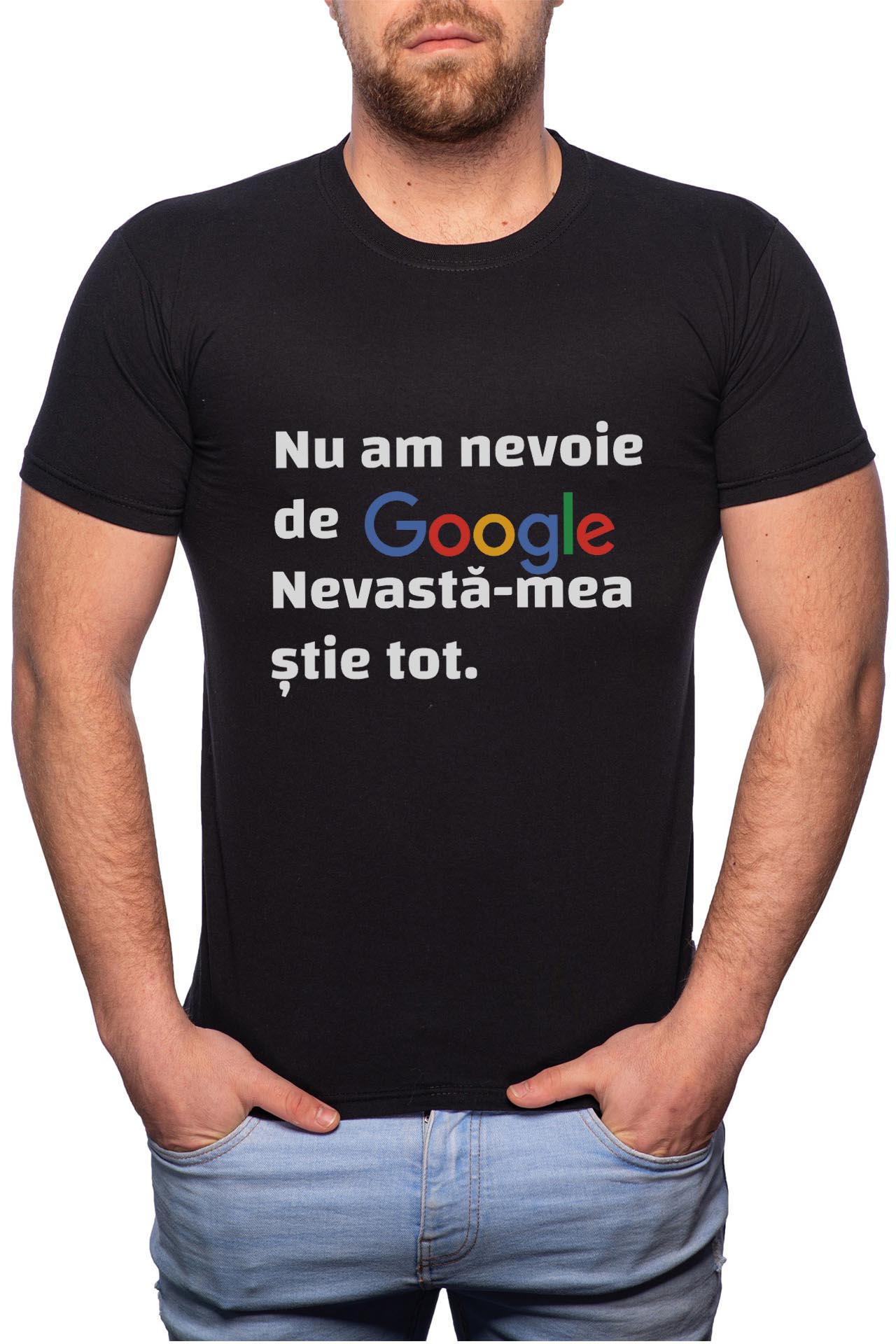 Tricou barbati, Nevasta-mea Stie Tot, 100% Bumbac, B3, Negru