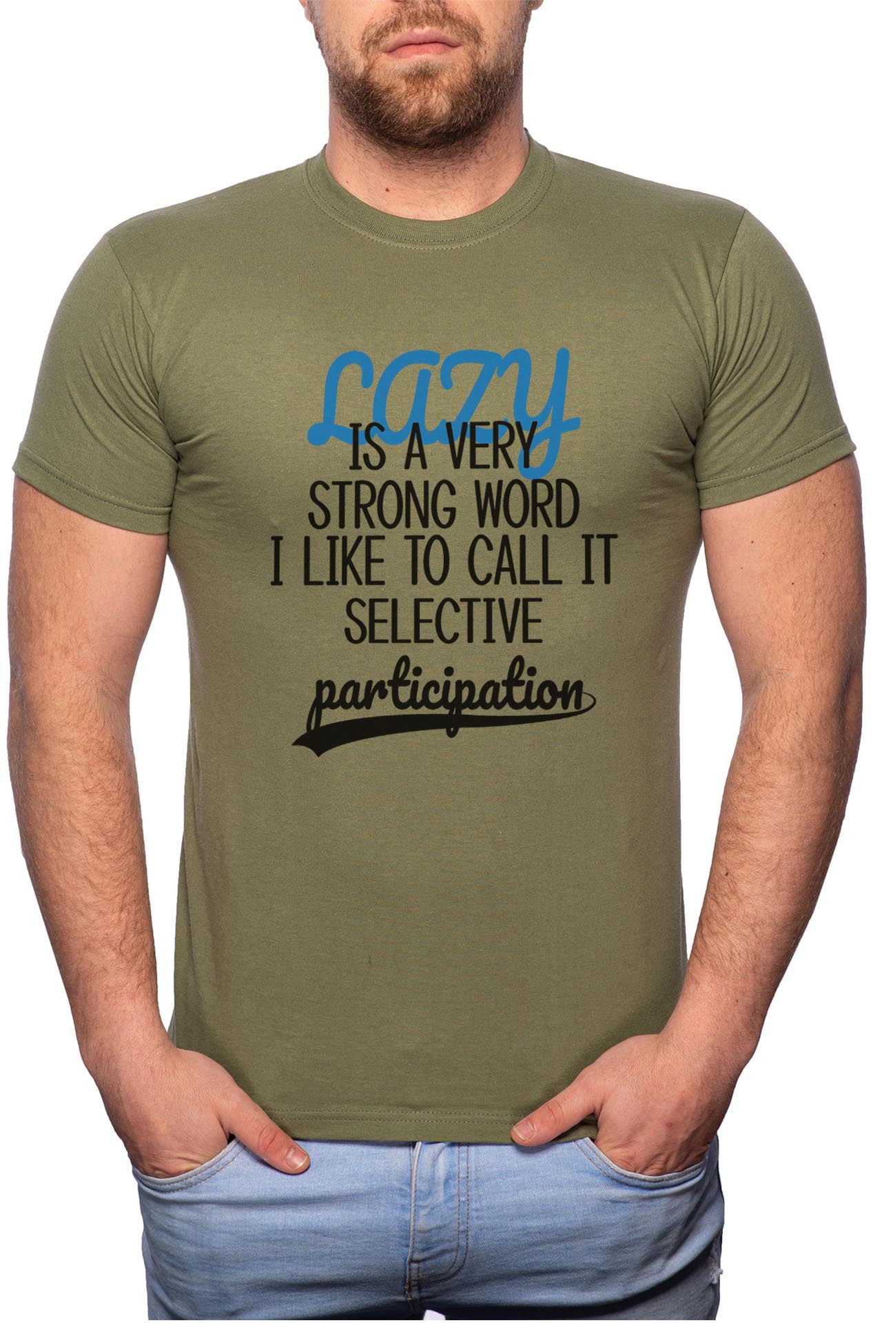 Tricou barbati, Lazy, 100% Bumbac, GM8, Verde militar
