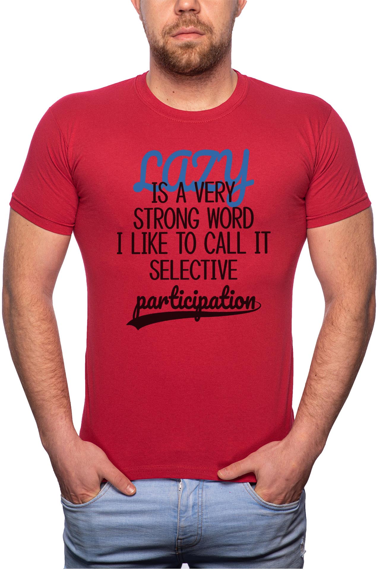 Tricou barbati, Lazy, 100% Bumbac, R8, Rosu Bordeaux