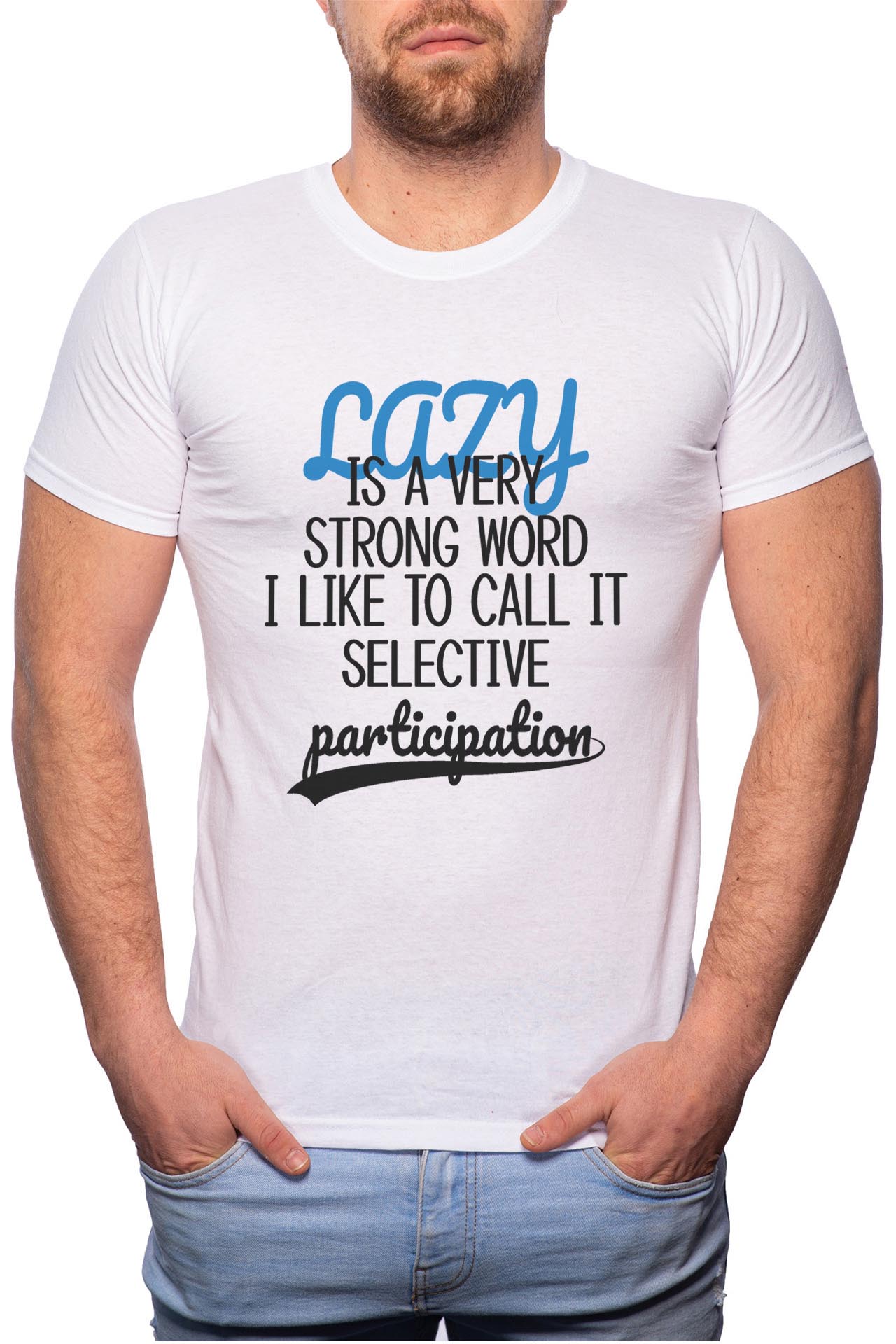 Tricou barbati, Lazy, 100% Bumbac, W8, Alb